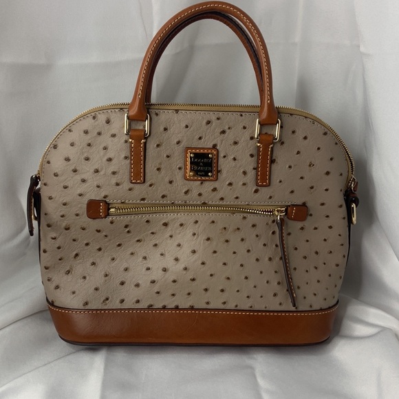 Dooney & Bourke Handbags - Dooney & Bourke Ostrich Domed Zip Satchel